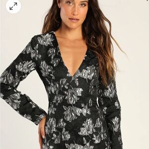 Black and Silver Floral Dress
